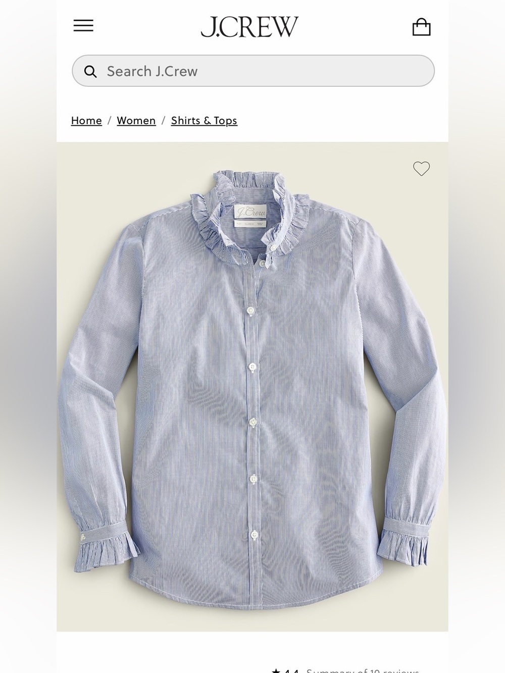 Brand New J. Crew Women’s Light Blue Ruffle-Collar Button-Down Shirt - 3X